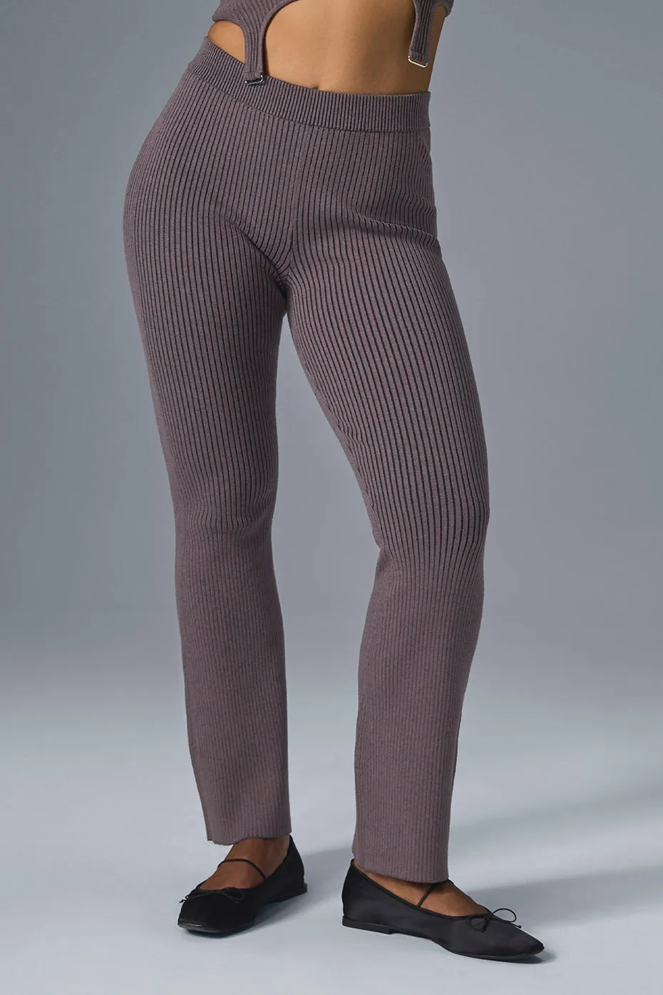 Denim Knit High-Waist Flare Pant - Raisinette/Black sold by Alo Yoga product image thumbnail 4