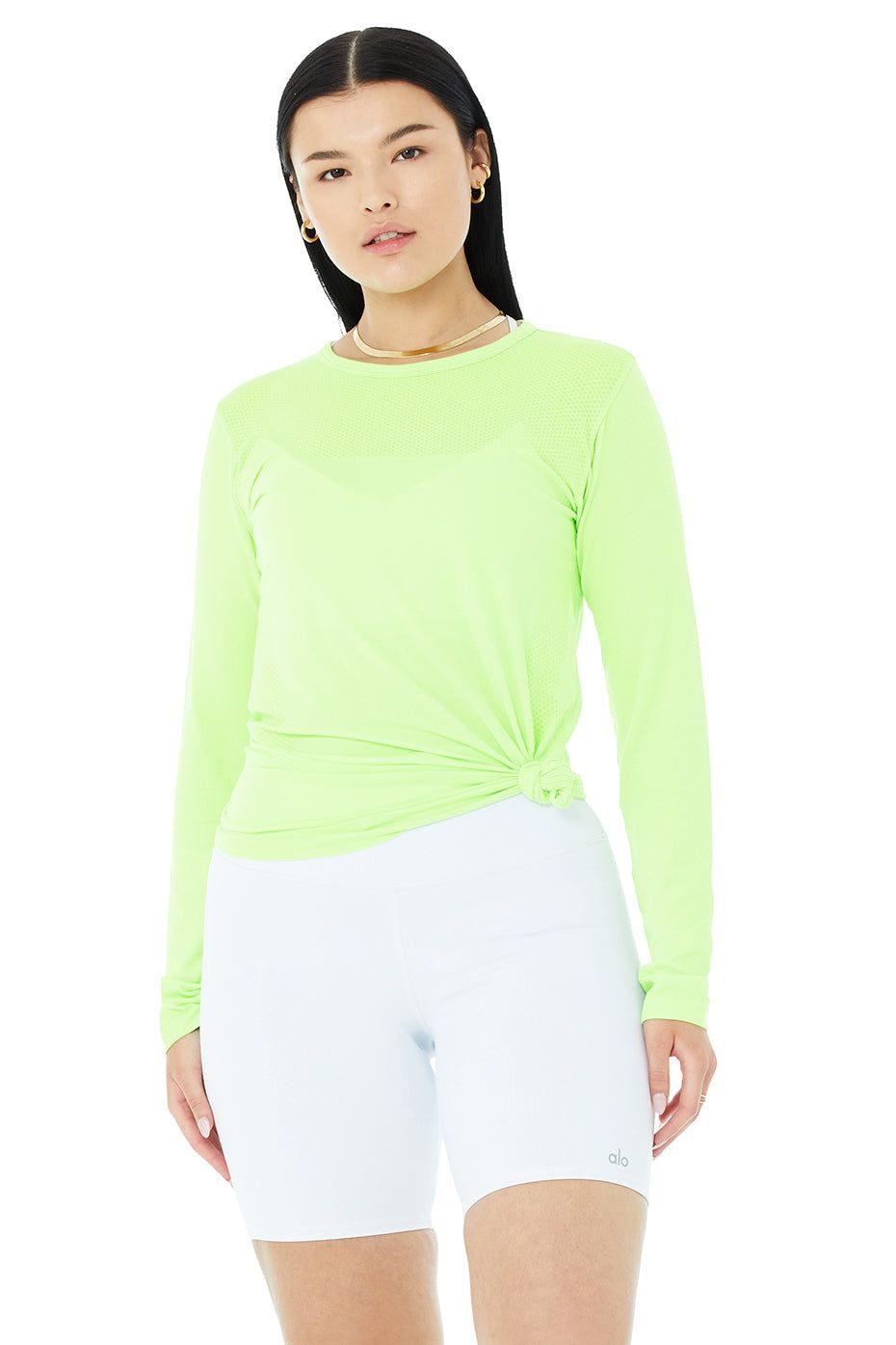Seamless Essential Long Sleeve - Neon Lime sold by Alo Yoga product image thumbnail 6
