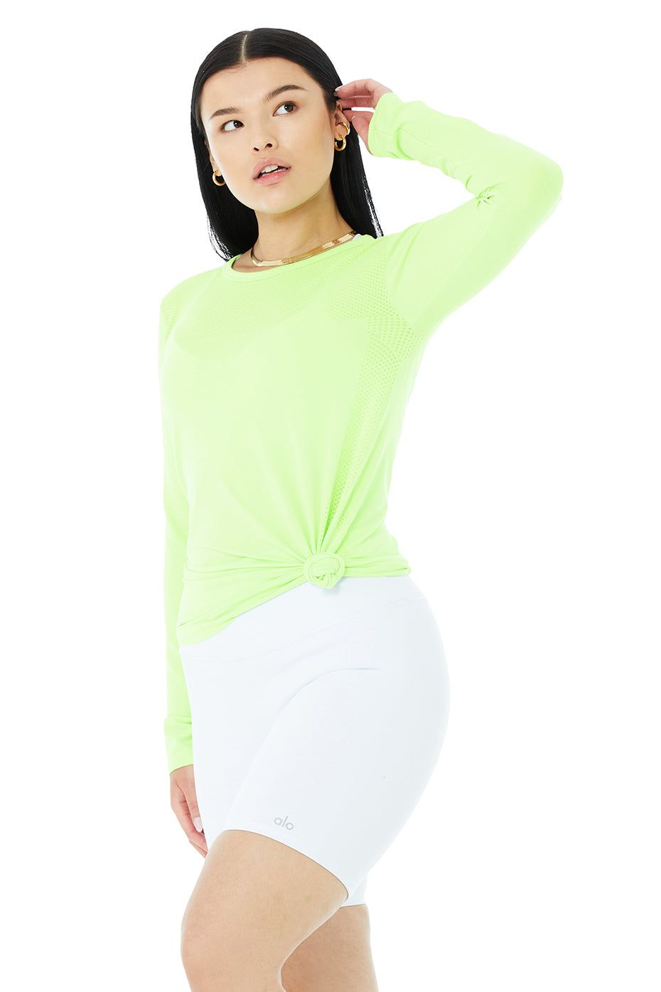 Seamless Essential Long Sleeve - Neon Lime sold by Alo Yoga product image thumbnail 8