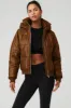 Faux Leather Boss Puffer - Cinnamon Brown sold by Alo Yoga