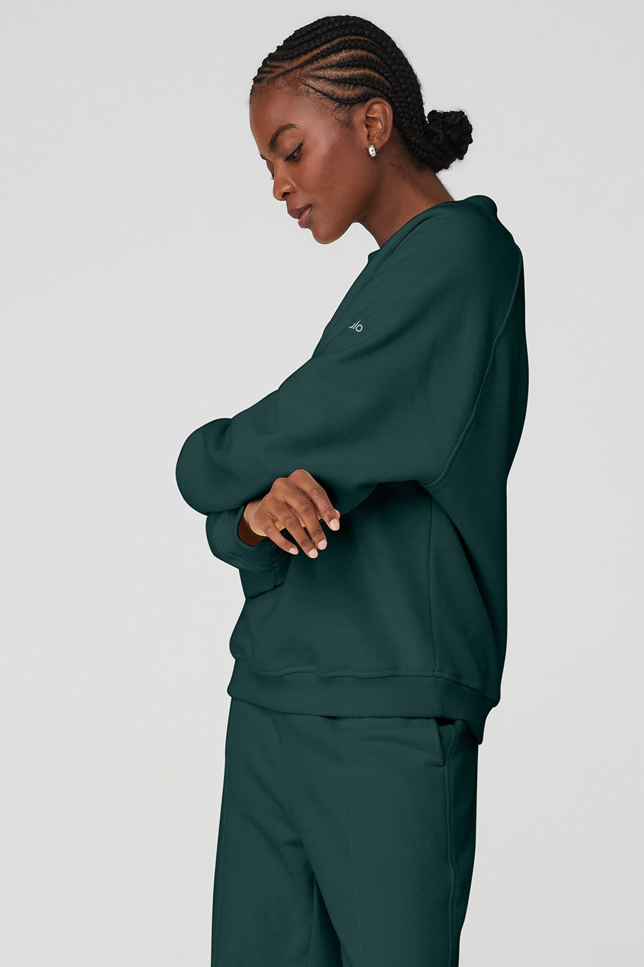 Heavy Weight Free Time Crew Neck Pullover - Midnight Green sold by Alo Yoga product image thumbnail 3