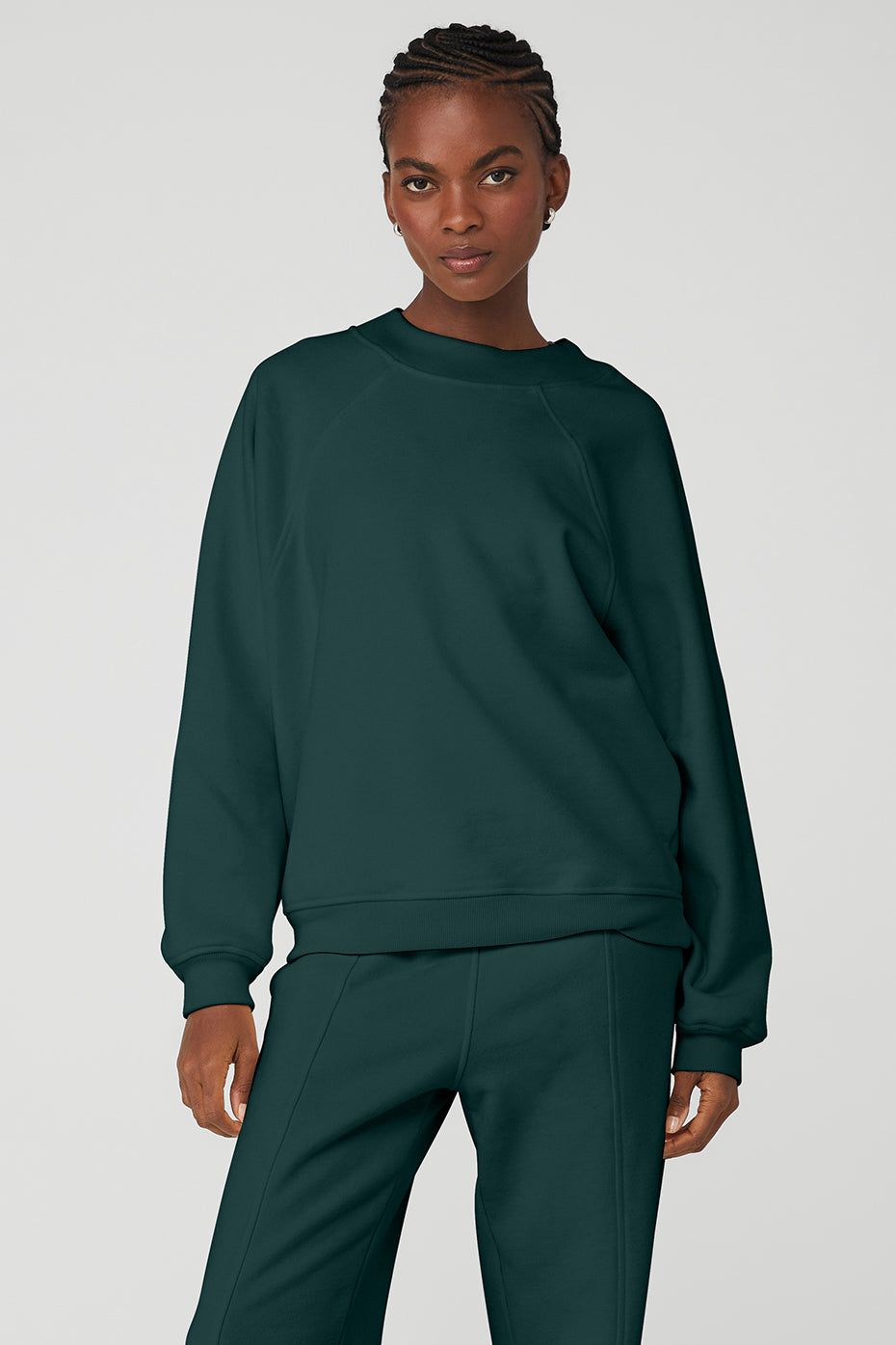 Heavy Weight Free Time Crew Neck Pullover - Midnight Green sold by Alo Yoga