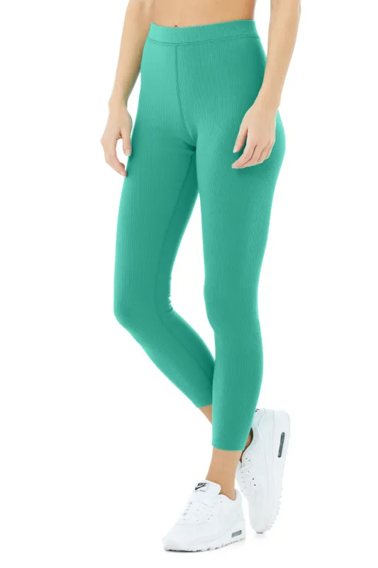 Ribbed High-Waist 7/8 Blissful Legging - Ocean Teal sold by Alo Yoga