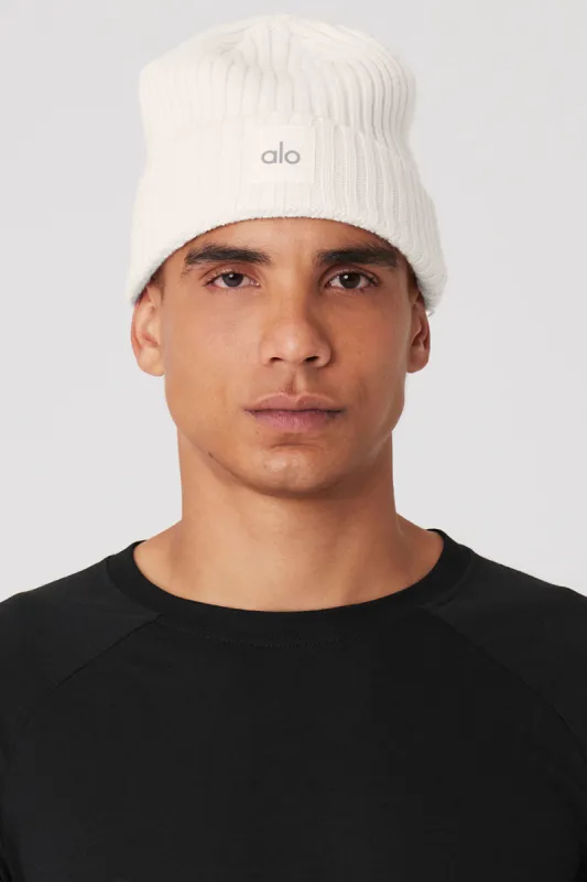 Cashmere Blend Rib Beanie - Ivory sold by Alo Yoga