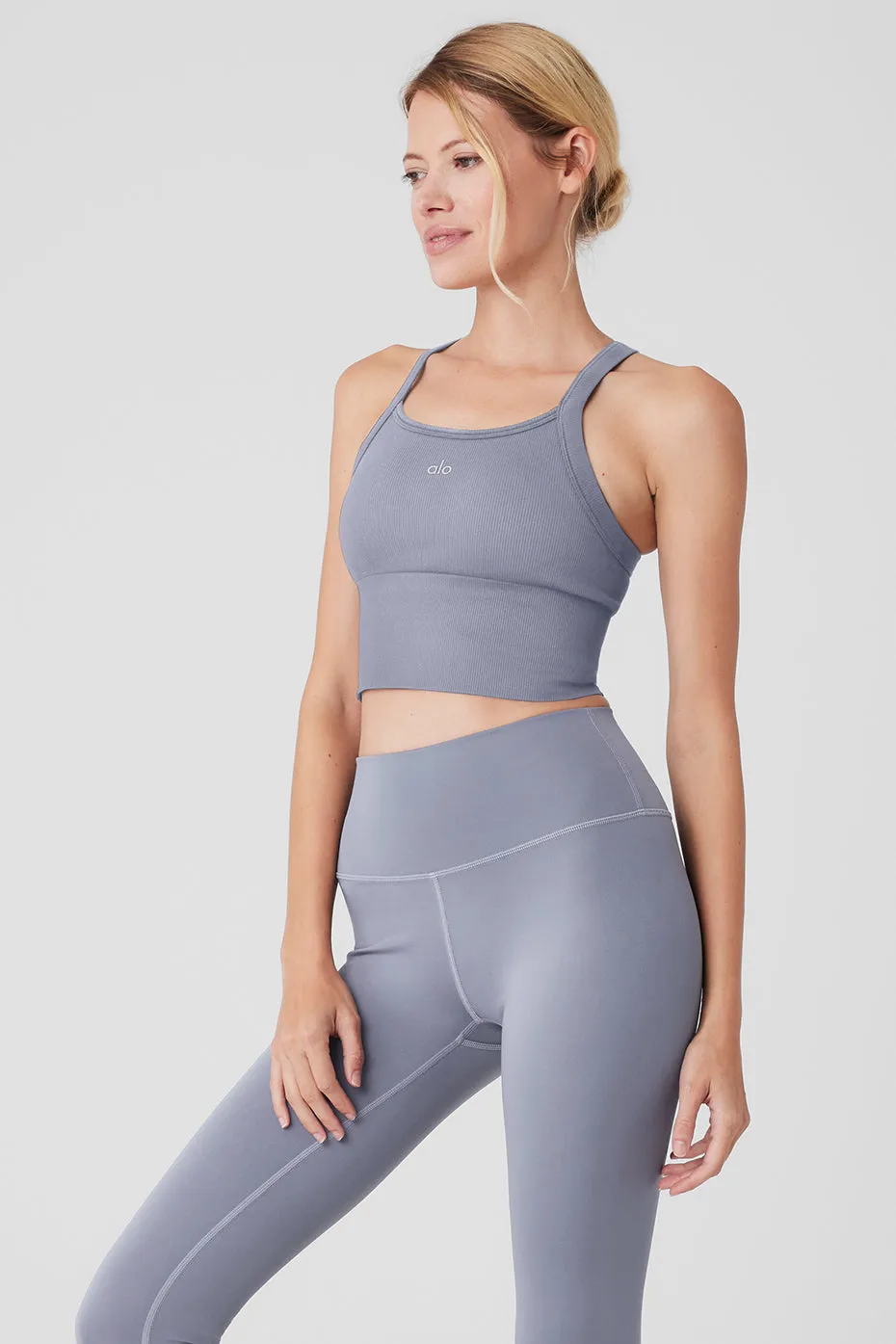 Seamless Ribbed Favorite Bra Tank - Fog sold by Alo Yoga product image thumbnail 3