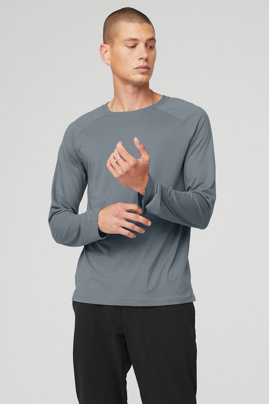 Triumph Long Sleeve Tee - Steel Blue sold by Alo Yoga