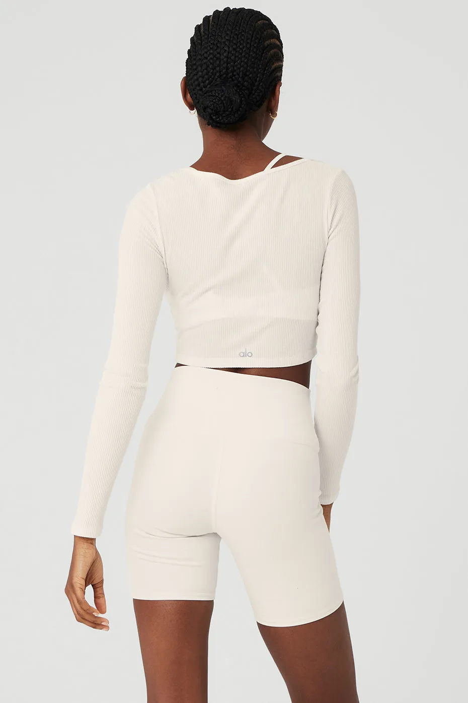 Ribbed Cropped Whisper Cardigan - Ivory sold by Alo Yoga product image thumbnail 2