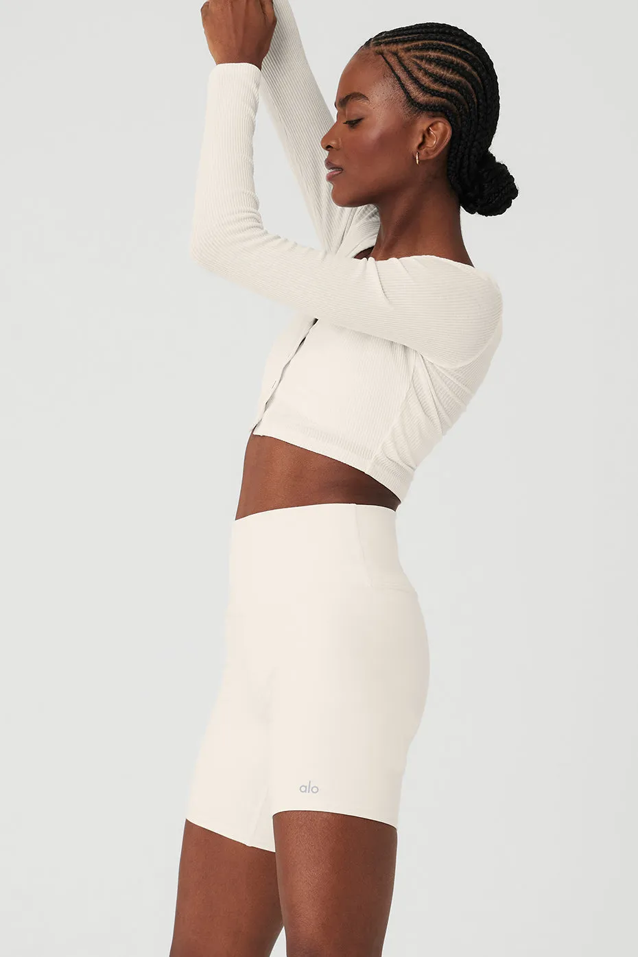 Ribbed Cropped Whisper Cardigan - Ivory sold by Alo Yoga product image thumbnail 3