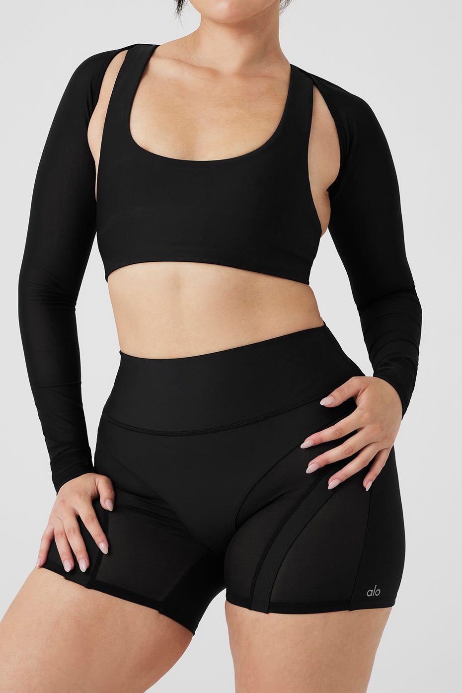 Airlift Advantage Racerback Bra, Airlift Heat Wave Shrug & Airlift Heat Wave 5” Biker Short Set sold by Alo Yoga product image thumbnail 8