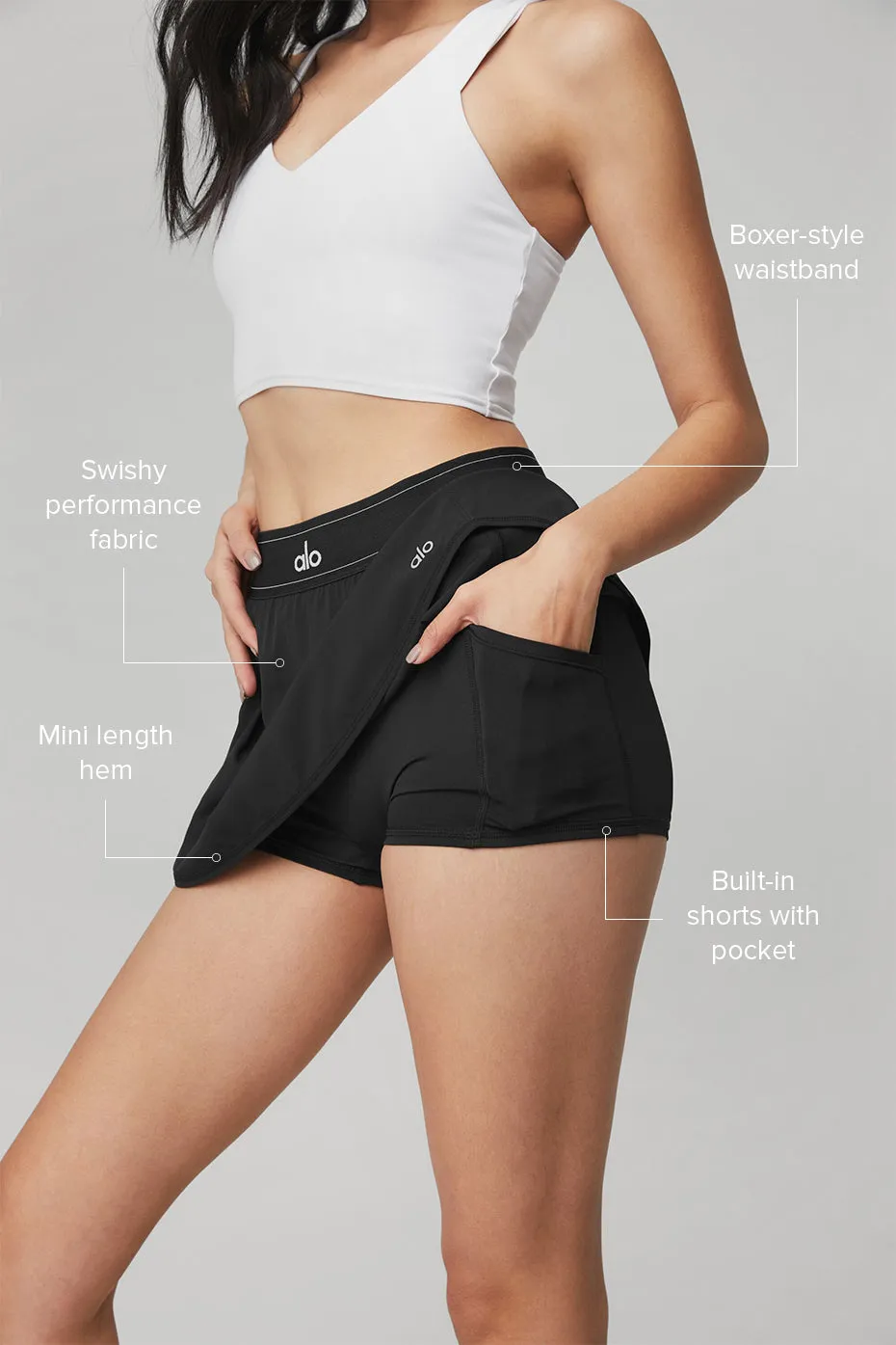 Match Point Tennis Skirt - Black sold by Alo Yoga product image thumbnail 2