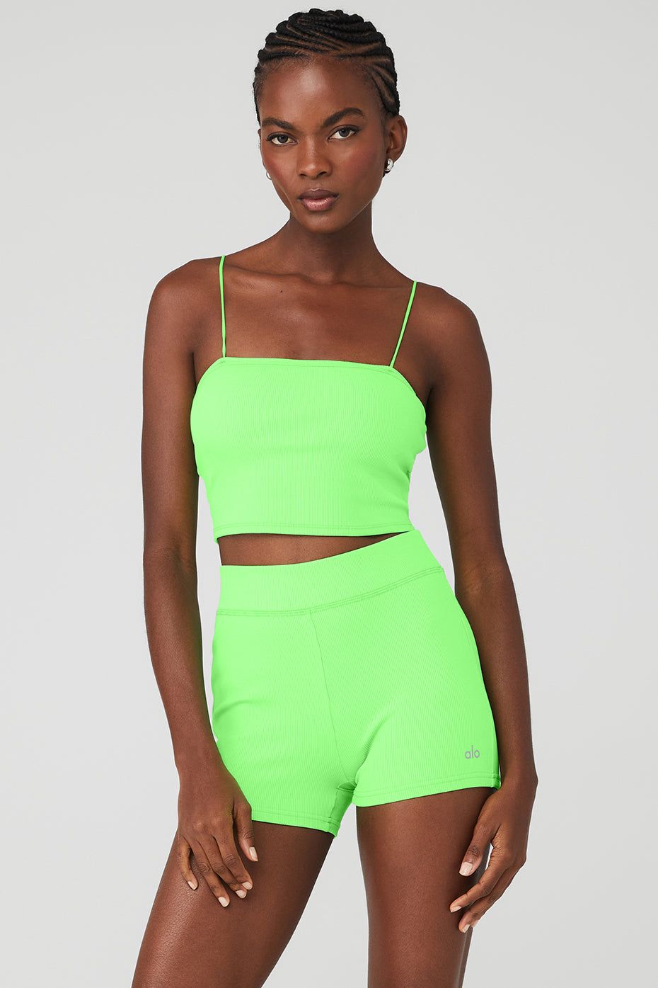 Goddess Ribbed Bandeau Top - Green Glow sold by Alo Yoga