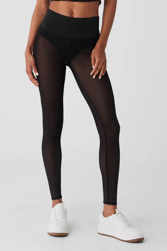 Airlift Mesh High-Waist Track Star Legging - Black sold by Alo Yoga