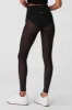 Airlift Mesh High-Waist Track Star Legging - Black sold by Alo Yoga