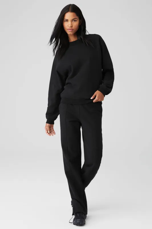 Heavy Weight Free Time Crew Neck Pullover & High-Waist Free Time Straight Leg Sweatpant Set - Black sold by Alo Yoga