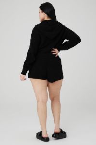 Cashmere Plush Waffle Cropped Tank, Full Zip Hoodie & High-Waist Short Set - Black sold by Alo Yoga