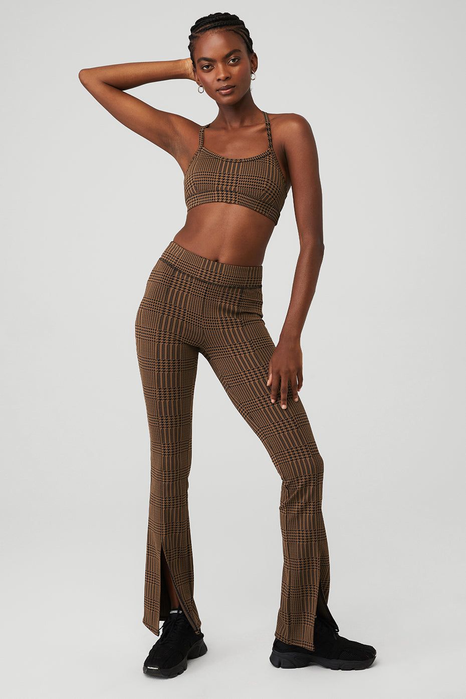 Jacquard Glenplaid Gratitude Bra & Jacquard High-Waist Glenplaid Flutter Legging Set sold by Alo Yoga product image thumbnail 7