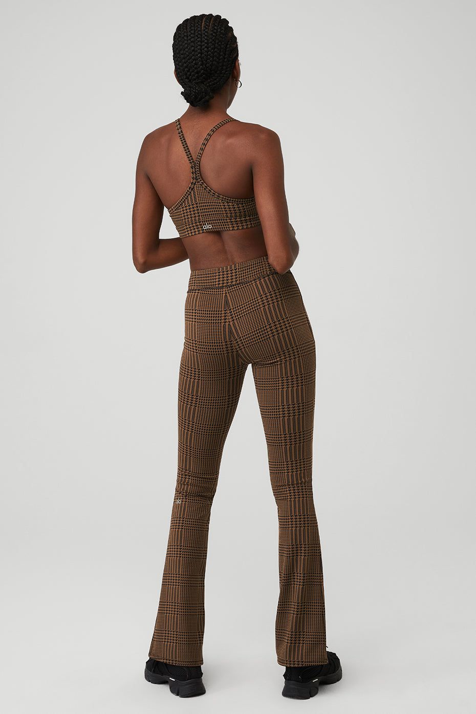 Jacquard Glenplaid Gratitude Bra & Jacquard High-Waist Glenplaid Flutter Legging Set sold by Alo Yoga product image thumbnail 9