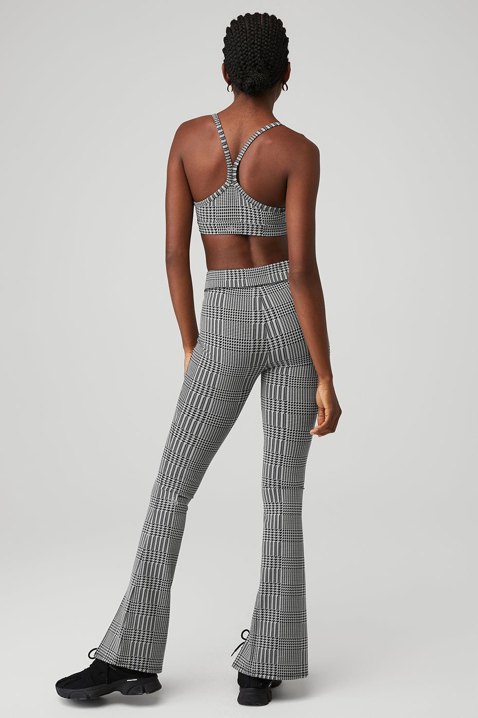 Jacquard Glenplaid Gratitude Bra & Jacquard High-Waist Glenplaid Flutter Legging Set sold by Alo Yoga product image thumbnail 3