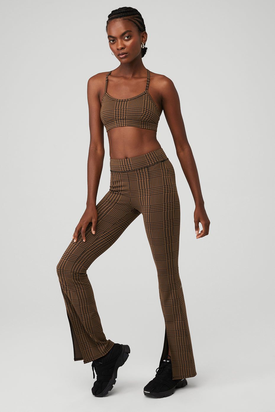 Jacquard Glenplaid Gratitude Bra & Jacquard High-Waist Glenplaid Flutter Legging Set sold by Alo Yoga product image thumbnail 8