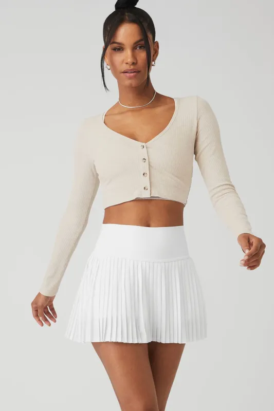 Ribbed Cropped Whisper Cardigan - Oatmeal Heather sold by Alo Yoga