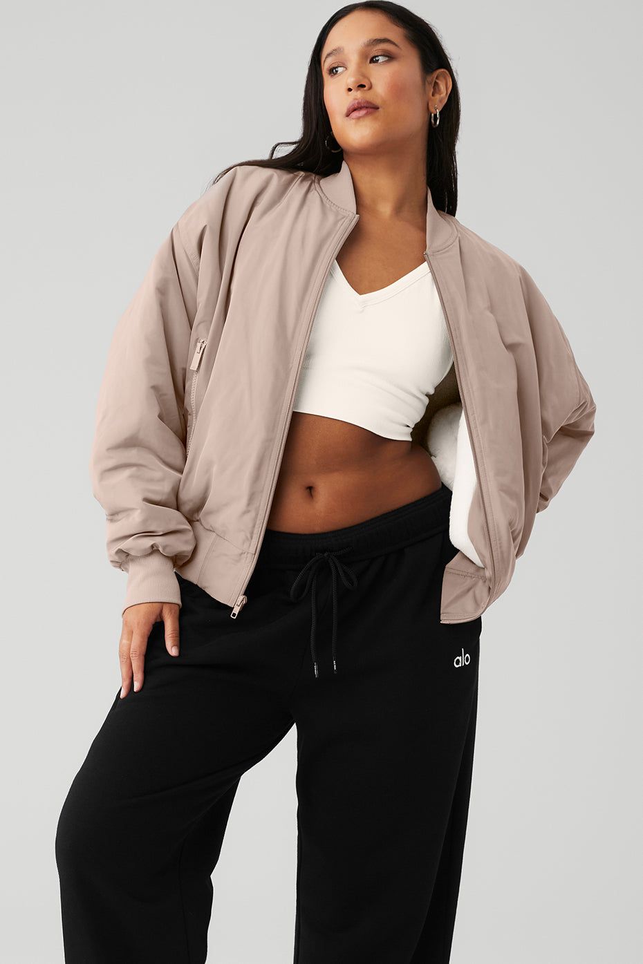 Faux Fur Urbanite Bomber - Taupe/Ivory sold by Alo Yoga product image thumbnail 6