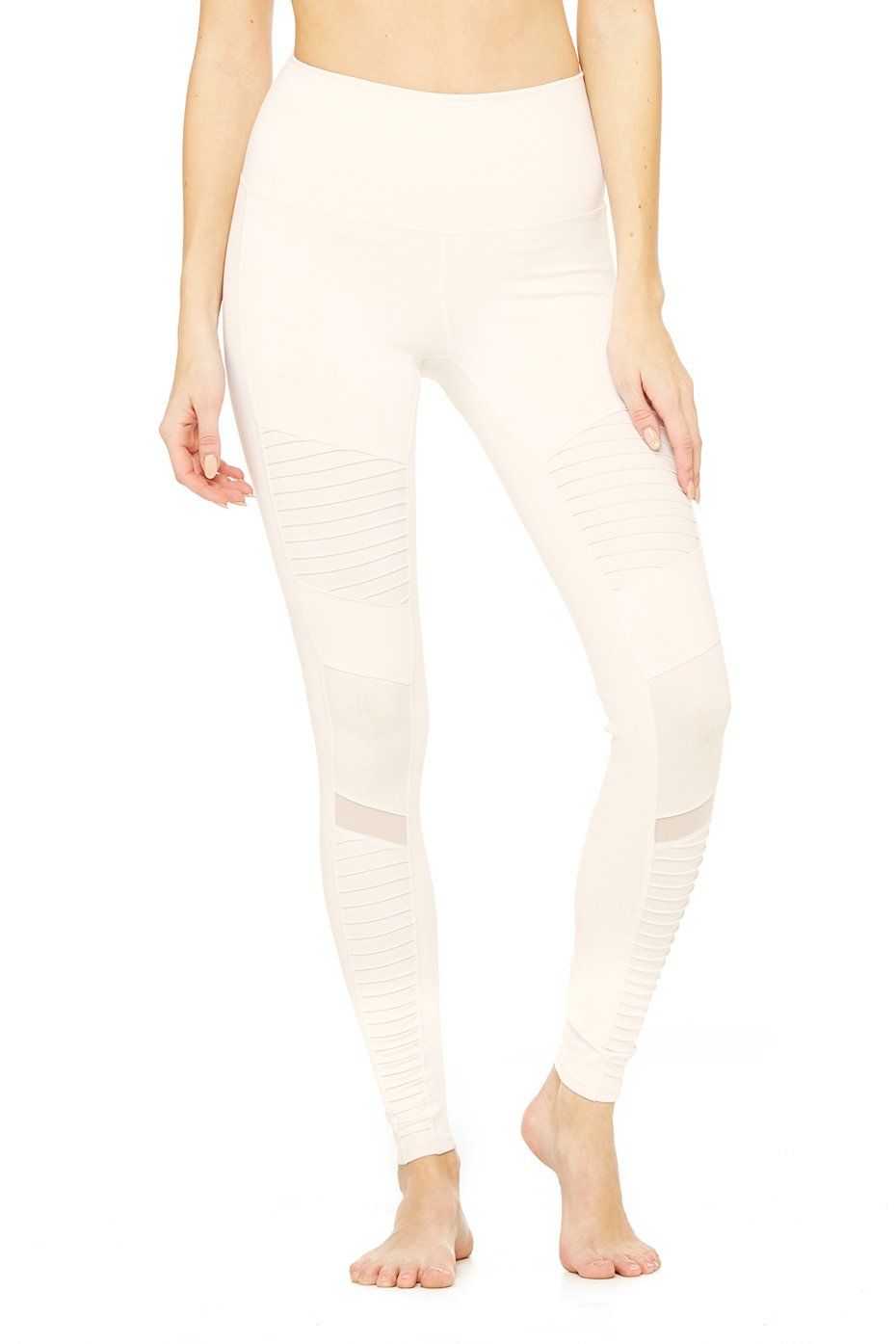 High-Waist Moto Legging - Pristine/Pristine Glossy sold by Alo Yoga
