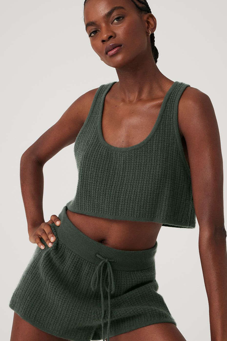 Cashmere Plush Waffle Cropped Tank & Cashmere High-Waist Plush Waffle Short Set sold by Alo Yoga product image thumbnail 20