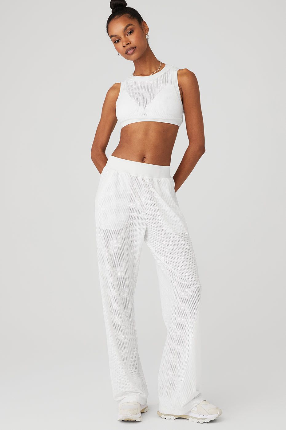 Mesh All-Star Bra Tank & Mesh All-Star Wide Leg Pant Set - White sold by Alo Yoga product image thumbnail 2