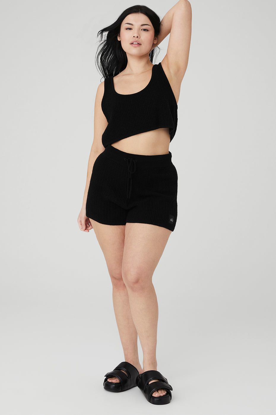 Cashmere Plush Waffle Cropped Tank & Cashmere High-Waist Plush Waffle Short Set sold by Alo Yoga product image thumbnail 5