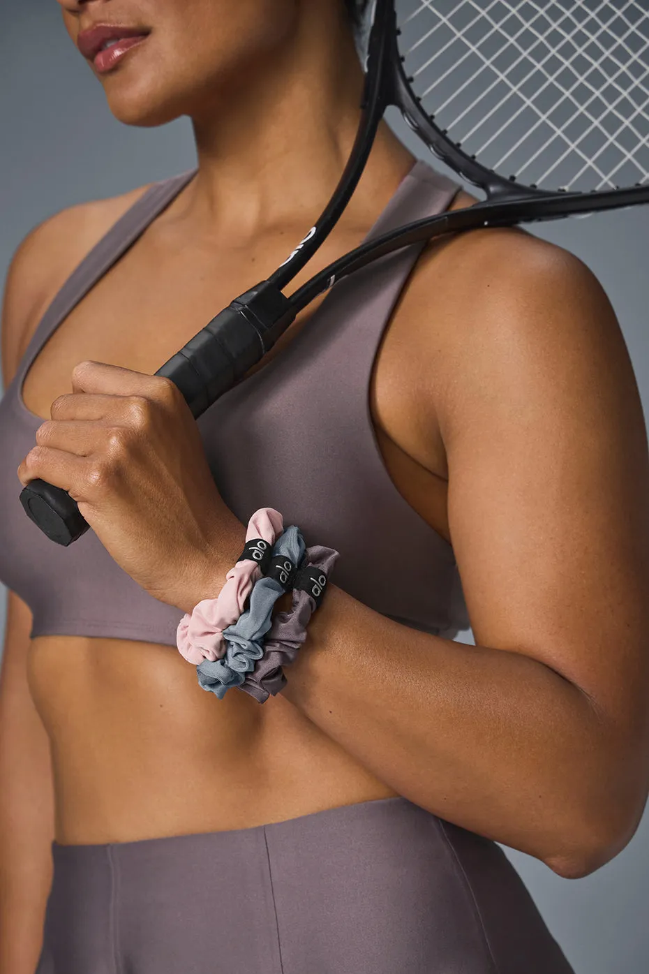 Fresh Mini Scrunchie 3-Pack - Ballet Pink/Raisinette/Steel Grey sold by Alo Yoga product image thumbnail 2