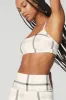 Airlift Magnified Plaid Intrigue Bra - Ivory/Black sold by Alo Yoga
