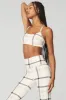 Airlift Magnified Plaid Intrigue Bra - Ivory/Black sold by Alo Yoga