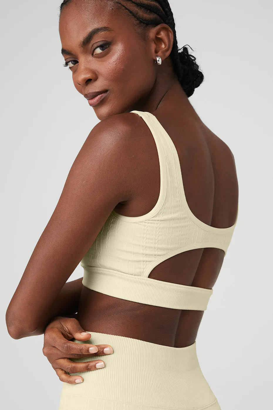 Seamless Cable Knit Bra - French Vanilla sold by Alo Yoga product image thumbnail 5