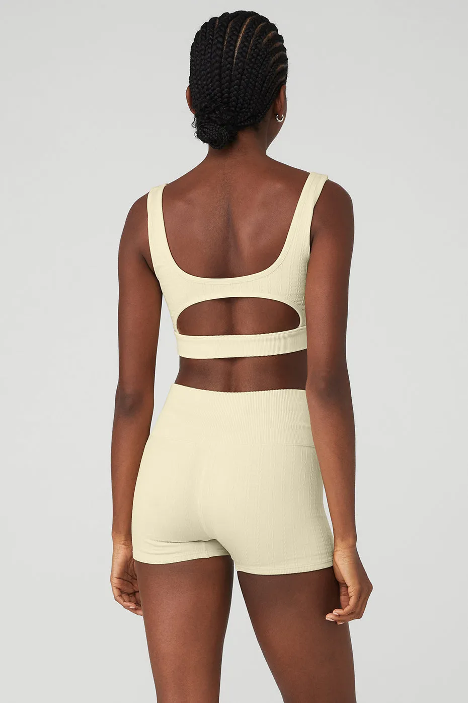 Seamless Cable Knit Bra - French Vanilla sold by Alo Yoga product image thumbnail 2