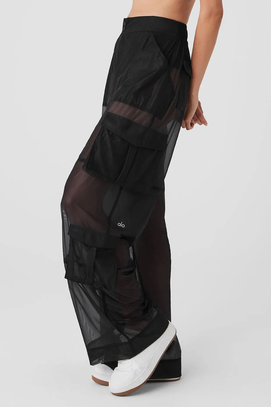 Sheer Effusion Cargo Wide Leg Trouser - Black sold by Alo Yoga product image thumbnail 3