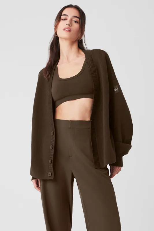 Scholar Cardigan Sweater - Espresso sold by Alo Yoga