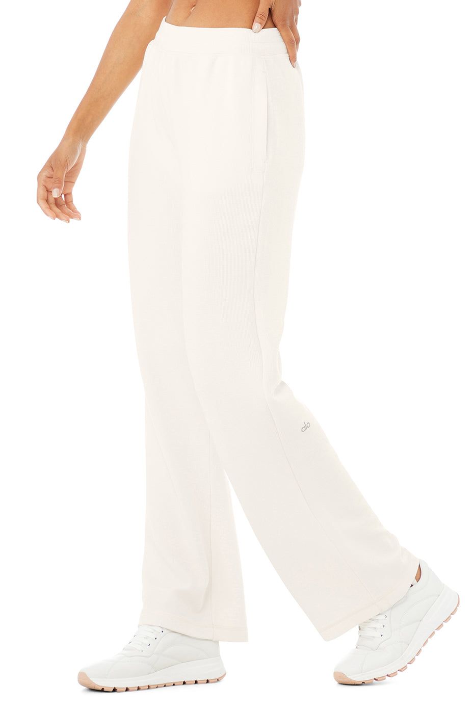 Micro Waffle High-Waist Pleasant Wide Leg Pant - Ivory sold by Alo Yoga product image thumbnail 3