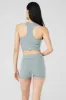 Goddess Ribbed Cropped Racerback Tank - Cosmic Grey sold by Alo Yoga