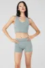 Goddess Ribbed Cropped Racerback Tank - Cosmic Grey sold by Alo Yoga