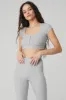 Blissful Henley Bra Top - Athletic Heather Grey sold by Alo Yoga