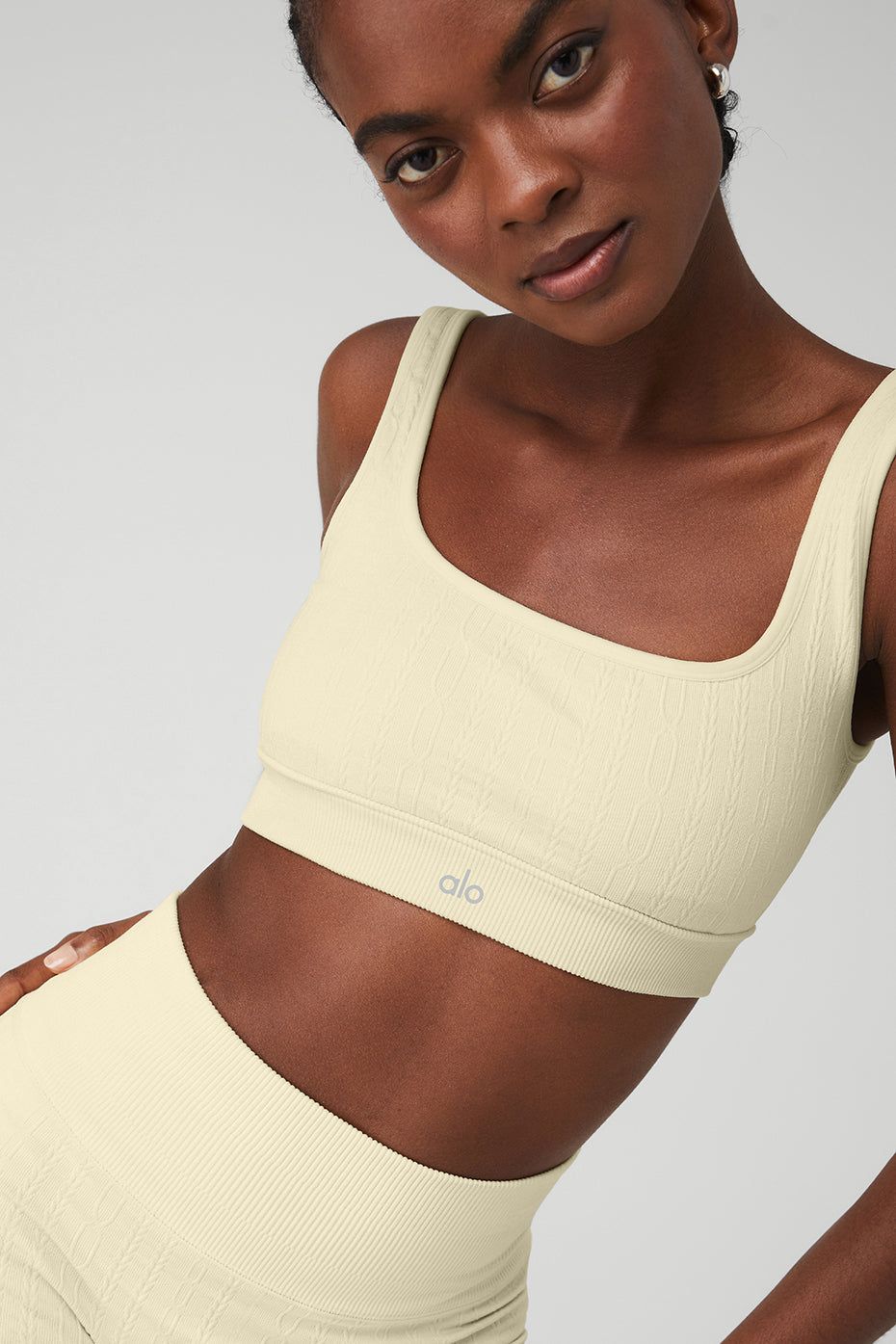 Seamless Cable Knit Bra & Semi-Sheer Seamless Cable Knit Hot Short Set sold by Alo Yoga product image thumbnail 8