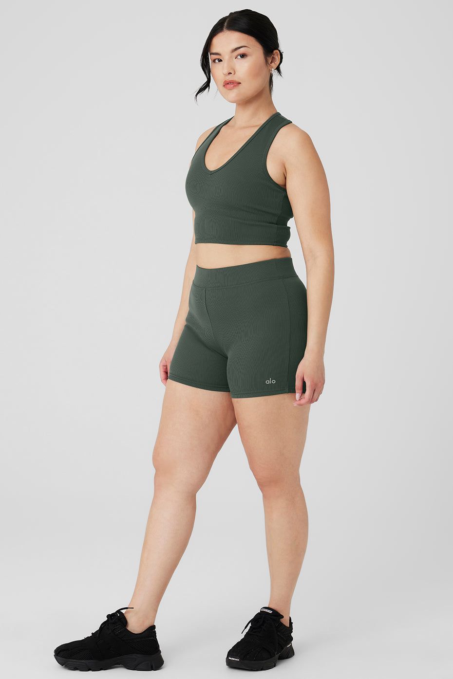 Goddess Ribbed Cropped Racerback Tank & Goddess Ribbed High-Waist Hot Short Set sold by Alo Yoga product image thumbnail 23