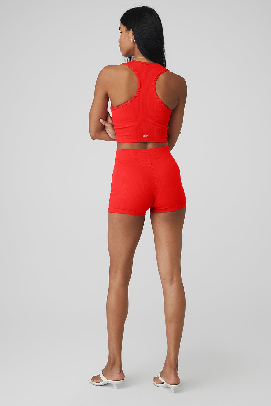 Goddess Ribbed Cropped Racerback Tank & Goddess Ribbed High-Waist Hot Short Set sold by Alo Yoga product image thumbnail 11