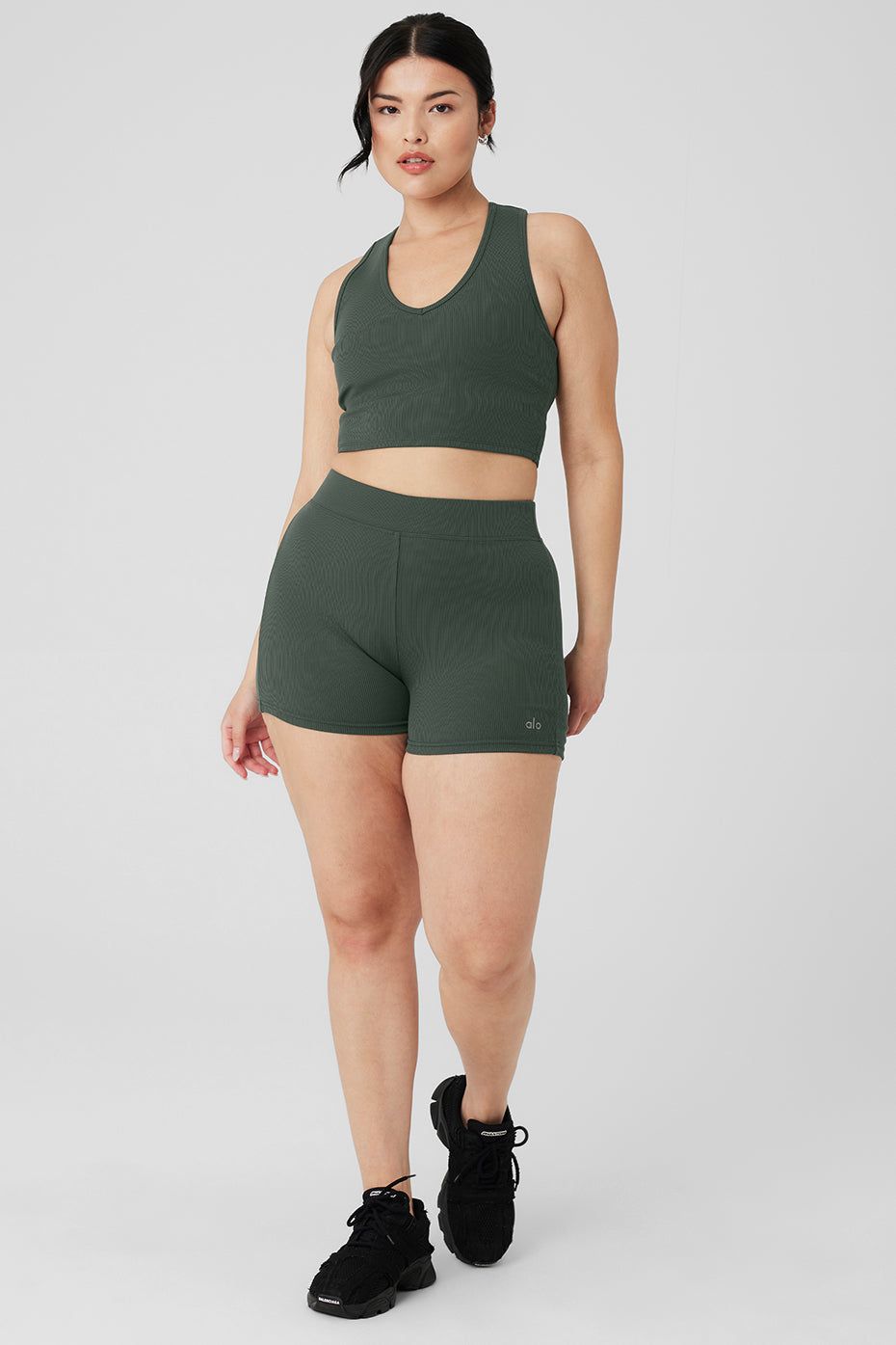 Goddess Ribbed Cropped Racerback Tank & Goddess Ribbed High-Waist Hot Short Set sold by Alo Yoga product image thumbnail 21