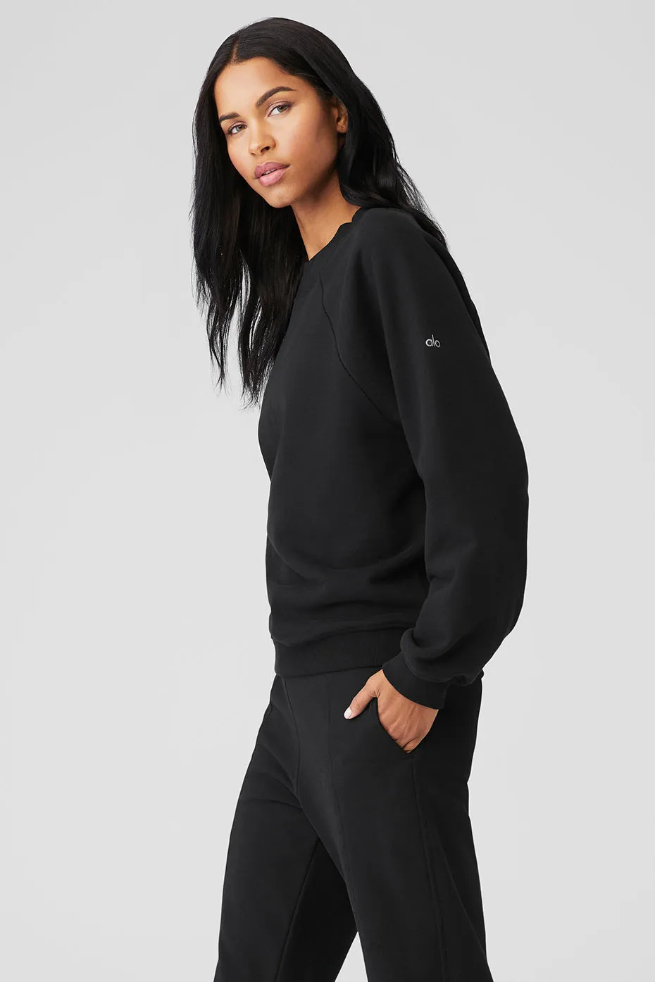 Heavy Weight Free Time Crew Neck Pullover - Black sold by Alo Yoga product image thumbnail 3