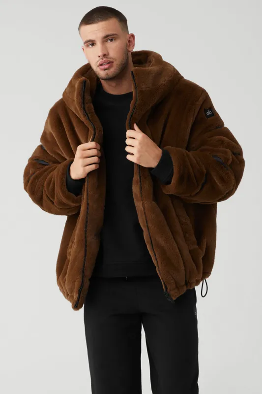 Knock Out Faux Fur Jacket - Chocolate sold by Alo Yoga
