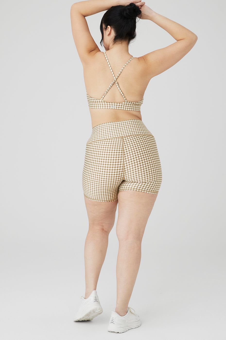 Airlift Gingham Splendor Bra & 5" Airlift Gingham Biker Short Set - Macadamia sold by Alo Yoga product image thumbnail 6