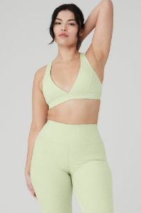 Alosoft Show Stopper Bra - Iced Green Tea Heather sold by Alo Yoga