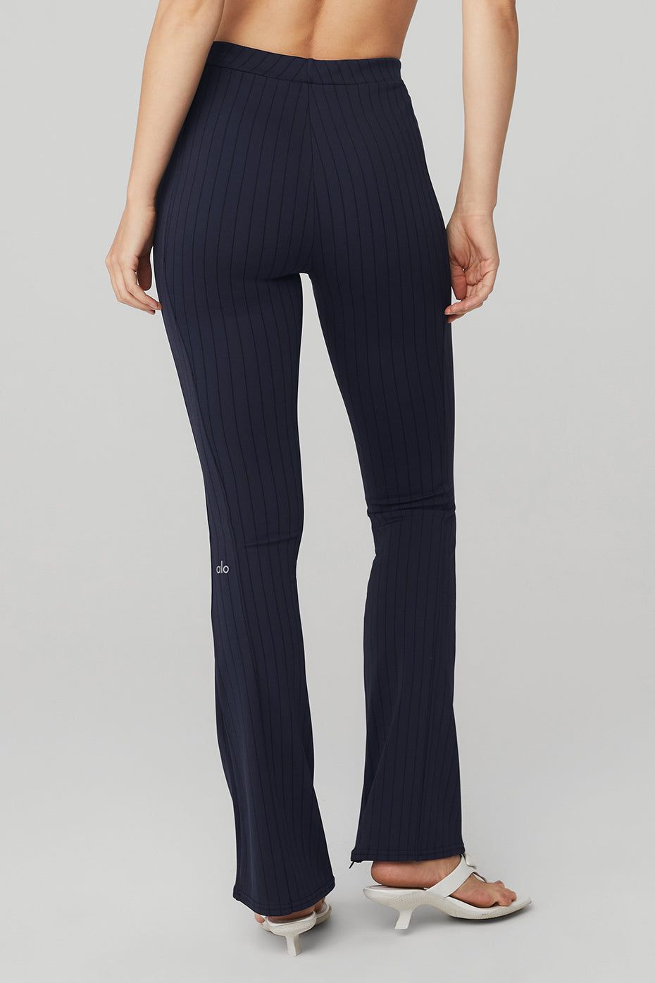 High-Waist Pinstripe Zip It Flare Legging - True Navy/Black sold by Alo Yoga product image thumbnail 2