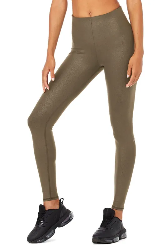 Faux Leather Airbrush High-Waist Legging - Hot Cocoa sold by Alo Yoga